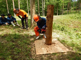 チェーンソー練習